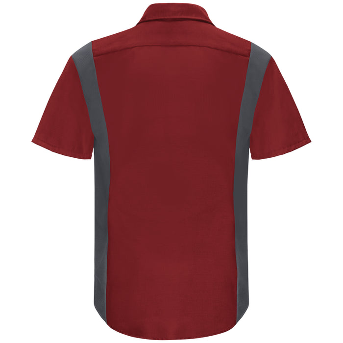 Red Kap® Men's Short Sleeve Performance Plus Shirt - Oilblok Technology - Fireball Red/Charcoal Mesh - SY42