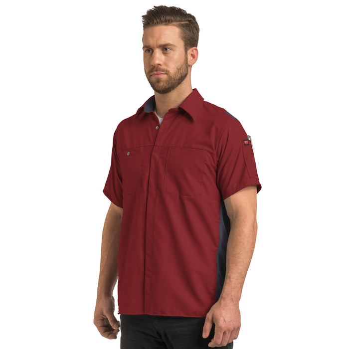 Red Kap® Men's Short Sleeve Performance Plus Shirt - Oilblok Technology - Fireball Red/Charcoal Mesh - SY42