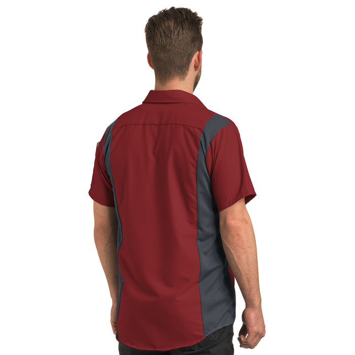 Red Kap® Men's Short Sleeve Performance Plus Shirt - Oilblok Technology - Fireball Red/Charcoal Mesh - SY42
