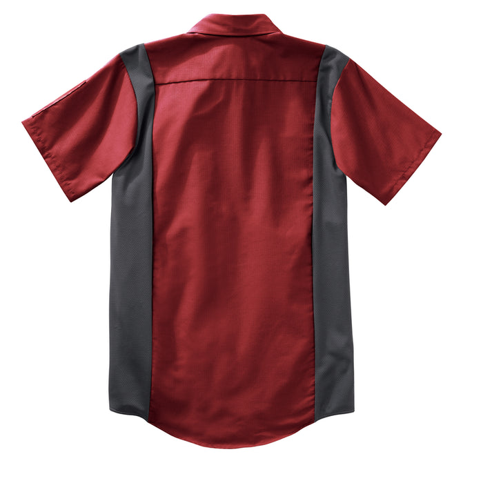 Red Kap® Men's Short Sleeve Performance Plus Shirt - Oilblok Technology - Fireball Red/Charcoal Mesh - SY42