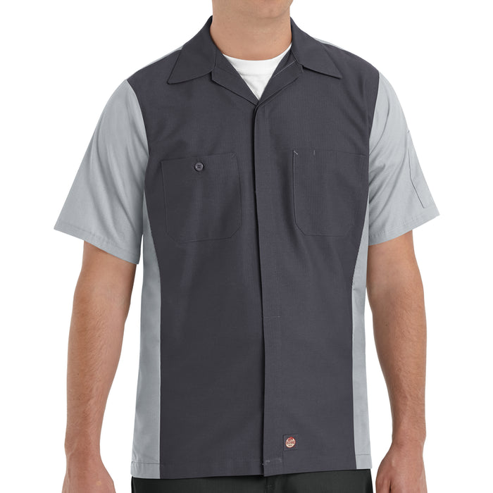 Red Kap® Men's Short Sleeve Two-Tone Crew Shirt - Charcoal/Gray - SY20