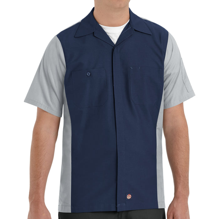 Red Kap® Men's Short Sleeve Two-Tone Crew Shirt - Navy/Light Gray - SY20