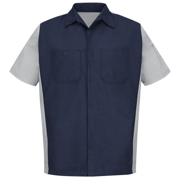 Red Kap® Men's Short Sleeve Two-Tone Crew Shirt - Navy/Light Gray - SY20
