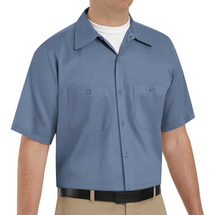 Red Kap® Men's Short Sleeve Wrinkle-Resistant Cotton Work Shirt - Postman Blue - SC40