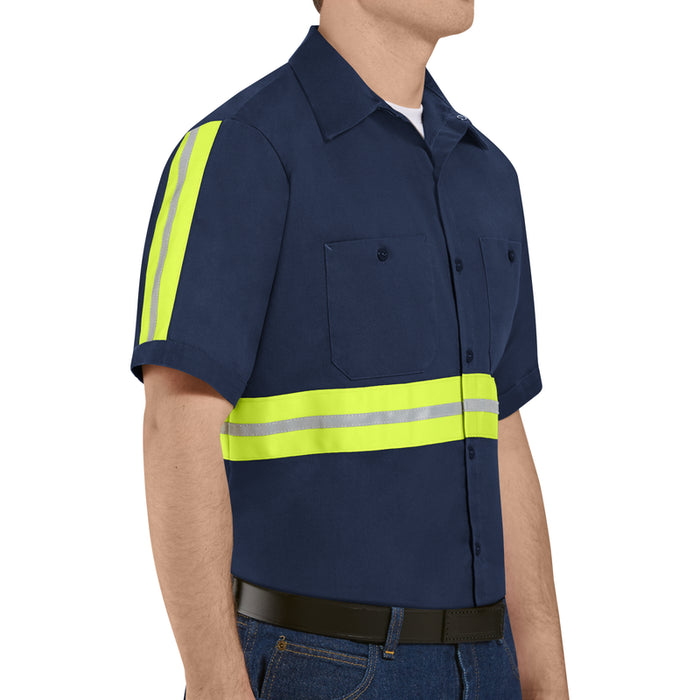Red Kap® Short Sleeve Enhanced Visibility Cotton Work Shirt  - SC40-EHV