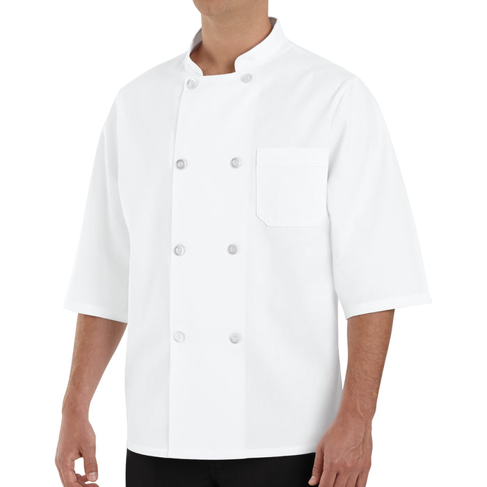 Red Kap® Short Sleeve Pearl Button Chef Coat - White - 0404WH