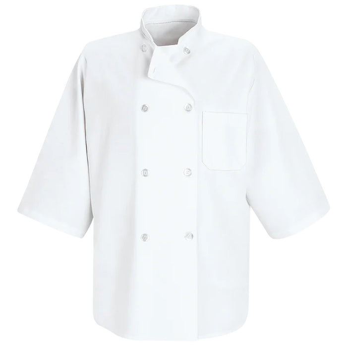 Red Kap® Short Sleeve Pearl Button Chef Coat - White - 0404WH