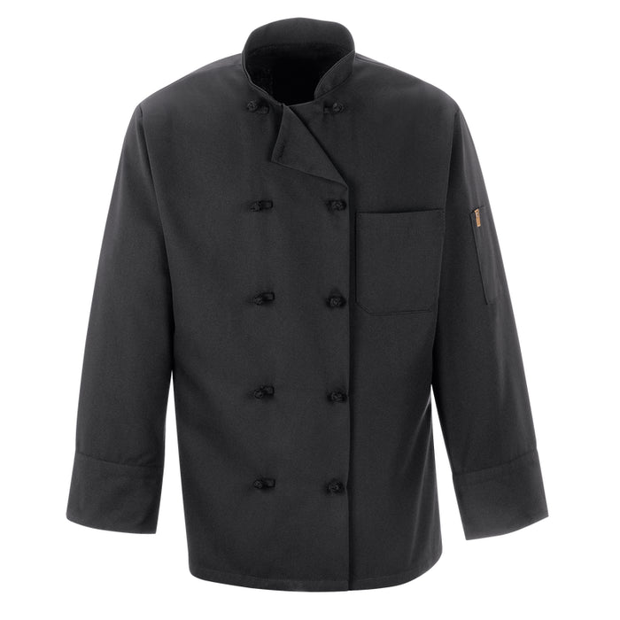 Red Kap® Stand Up Collar Chef Coat - Black - 0427BK
