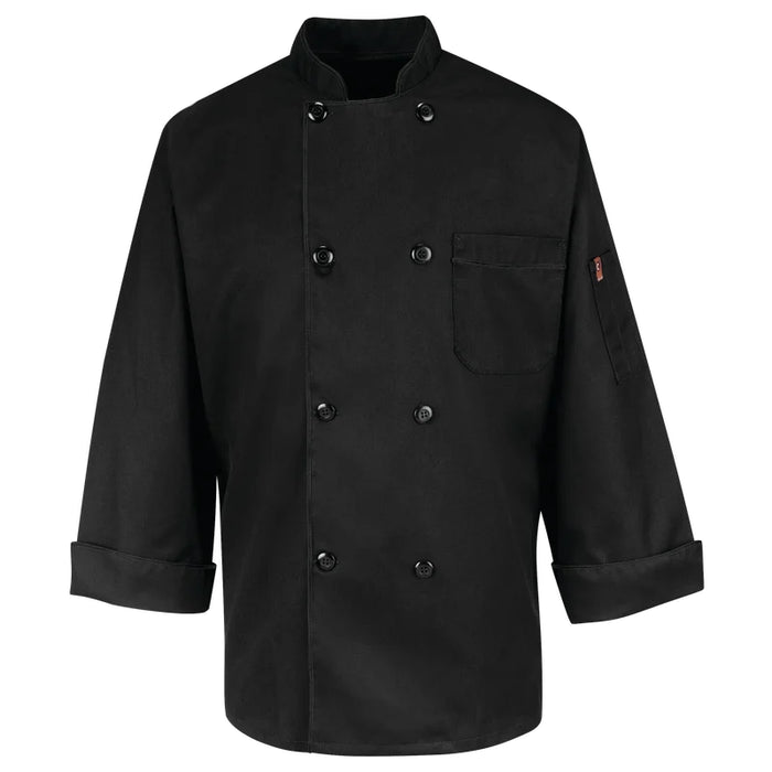 Red Kap® Twill Blend with Stand up Collar Chef Coat - Black - KT76BK