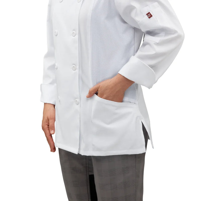 Red Kap® Women's Deluxe Airflow Chef Coat with Double-Breasted Closure - 053w