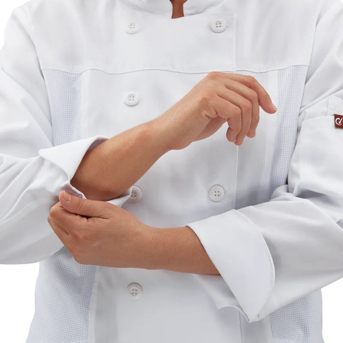 Red Kap® Women's Deluxe Airflow Chef Coat with Double-Breasted Closure - 053w