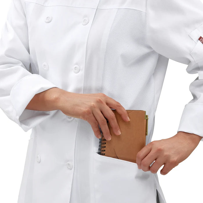 Red Kap® Women's Deluxe Airflow Chef Coat with Double-Breasted Closure - 053w