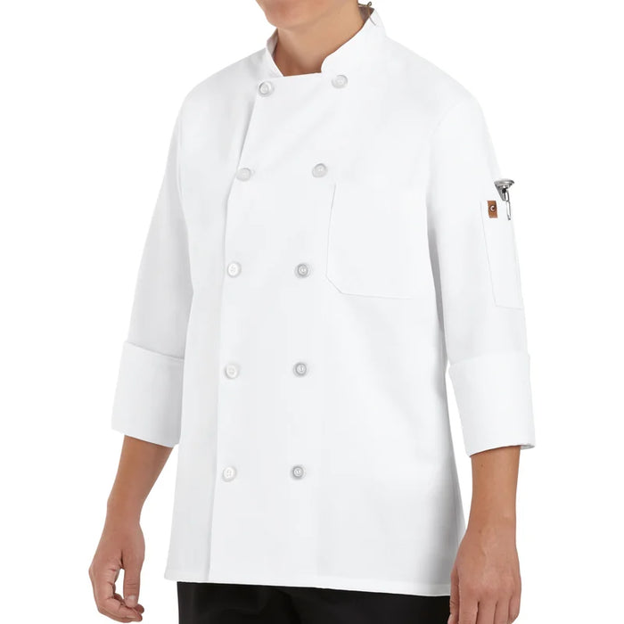 Red Kap® Women's Double-Breasted Reversible-Front Chef Coat with Vented Cuffs - White - 0401WH