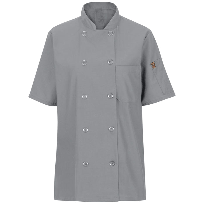 Red Kap® Women's Short Sleeve Double-Breasted Chef Coat with OilBlok + MIMIX® - 045X