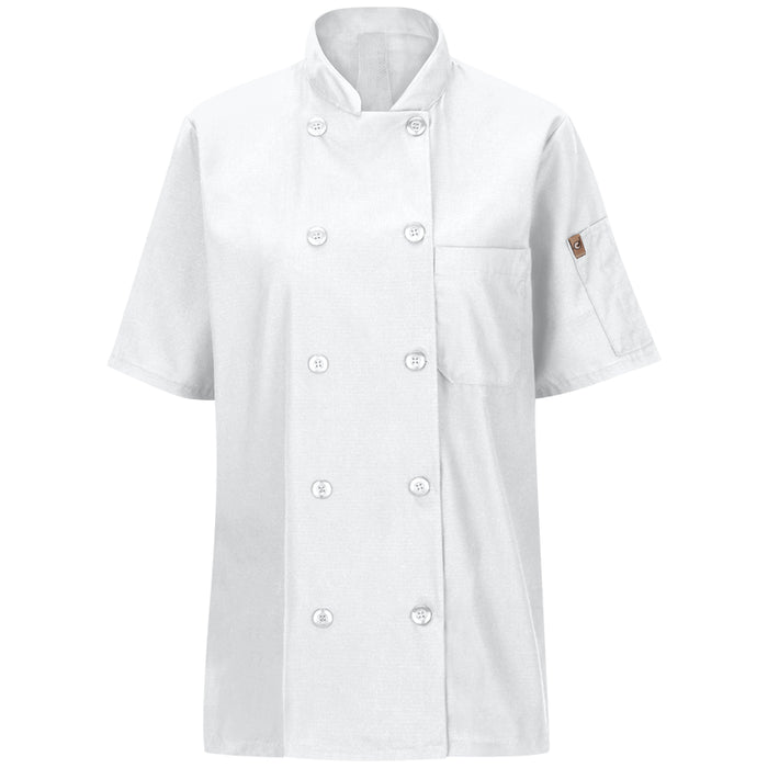 Red Kap® Women's Short Sleeve Double-Breasted Chef Coat with OilBlok + MIMIX® - 045X