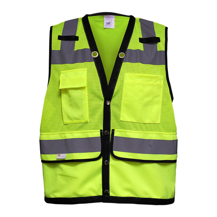 Reflective Apparel® 12 Pocket Hi-Vis Surveyor Mesh Safety Vest - ANSI Class 3 - 578ET
