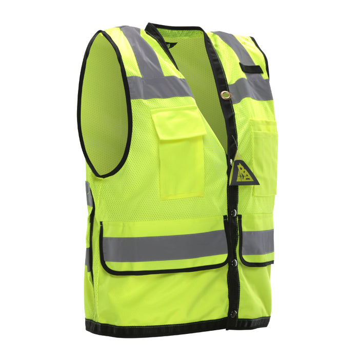 Reflective Apparel® 12 Pocket Hi-Vis Surveyor Mesh Safety Vest - ANSI Class 3 - 578ET