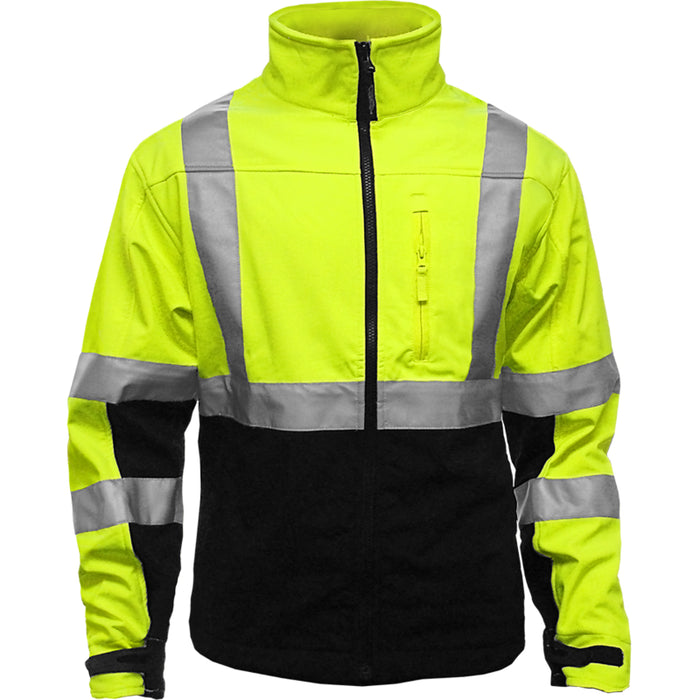 Reflective Apparel™ Black Bottom Soft Shell Jacket - Brushed Fleece Lining - ANSI Class 3 Type R - 451ST