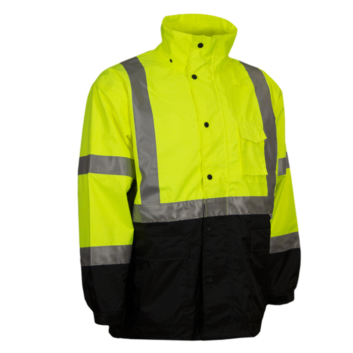 Reflective Apparel® Hi-Vis Breathable Waterproof 2-Tone Hooded Parka Rain Jacket - ANSI Class 3 - 431ST