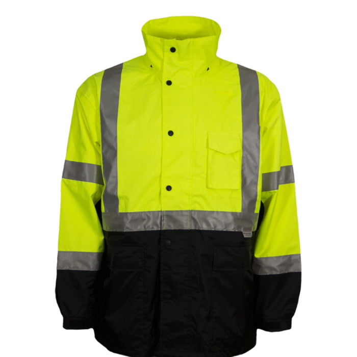 Reflective Apparel® Hi-Vis Breathable Waterproof 2-Tone Hooded Parka Rain Jacket - ANSI Class 3 - 431ST