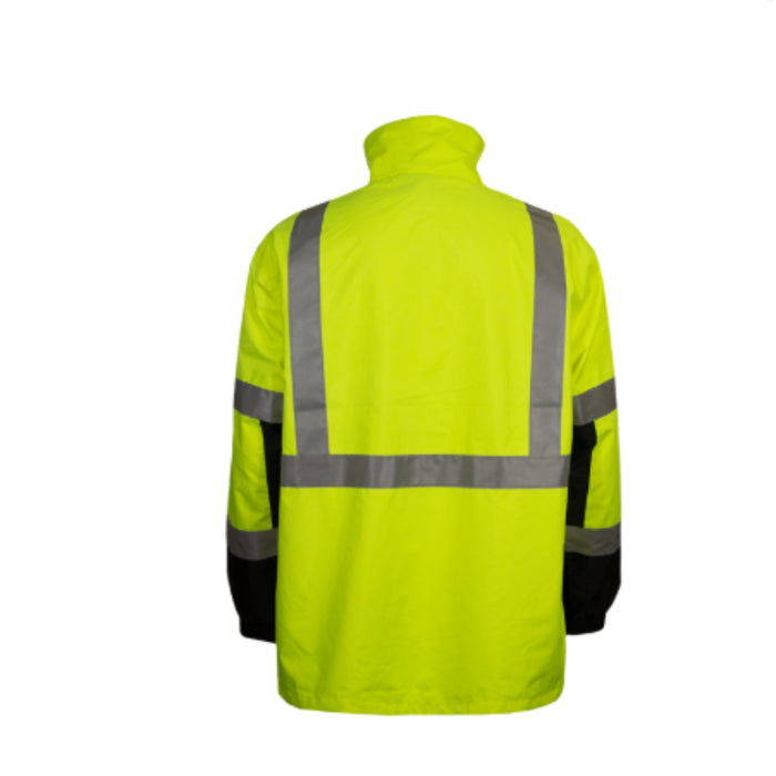 Reflective Apparel® Hi-Vis Breathable Waterproof 2-Tone Hooded Parka Rain Jacket - ANSI Class 3 - 431ST