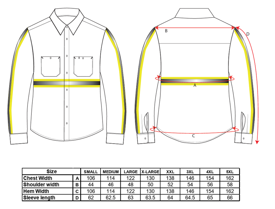 PORTWEST® High Visibility Long Sleeve Button Up Work Shirt - F125