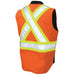 Orange safety vest with reflective stripes on a white background