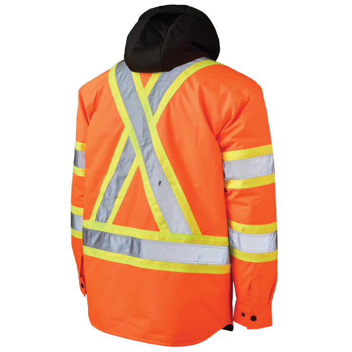 Tough Duck® High Visibility Quilt Lined Hooded Safety Jac-Shirt - SJ51