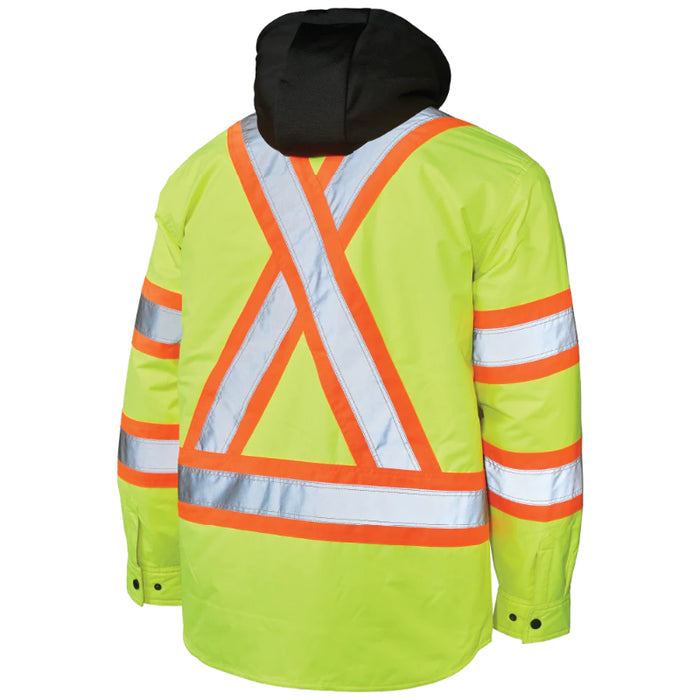 Tough Duck® High Visibility Quilt Lined Hooded Safety Jac-Shirt - SJ51