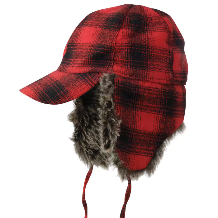 Tough Duck Plaid Fudd Hat with Adjustable Chin Ties - I16416