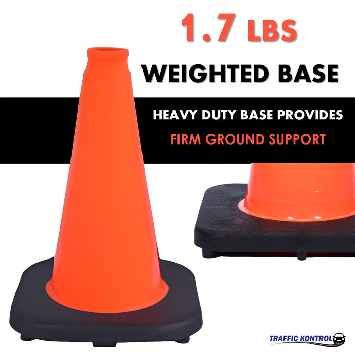12" Traffic Safety Cone - 1.7 Lbs - Orange - No Reflective Collar