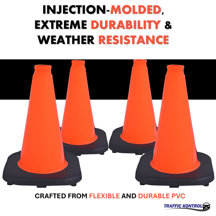 12" Traffic Safety Cone - 1.7 Lbs - Orange - No Reflective Collar - Bulk Pallet