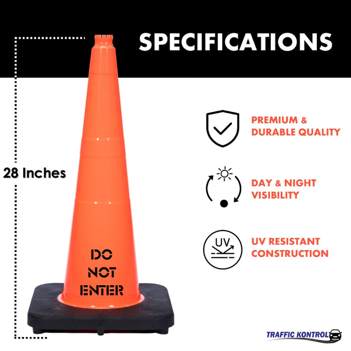 28" DO NOT ENTER Traffic Cone - 7 Lbs - Safety Orange - No Reflective Collar