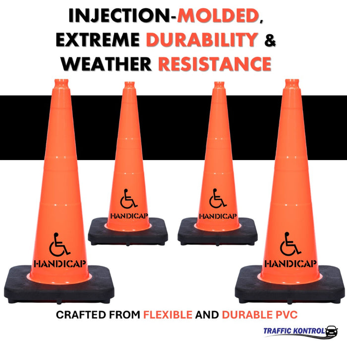 28" HANDICAP Traffic Safety Cone - 7 Lbs - Orange - No Reflective Collar - Bulk Pallet