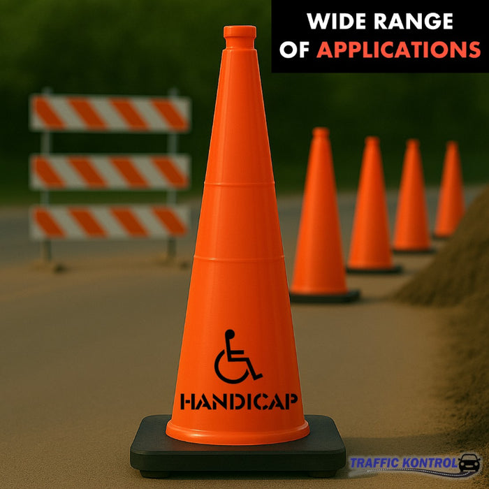 28" HANDICAP Traffic Cone - 7 Lbs - Safety Orange - No Reflective Collar