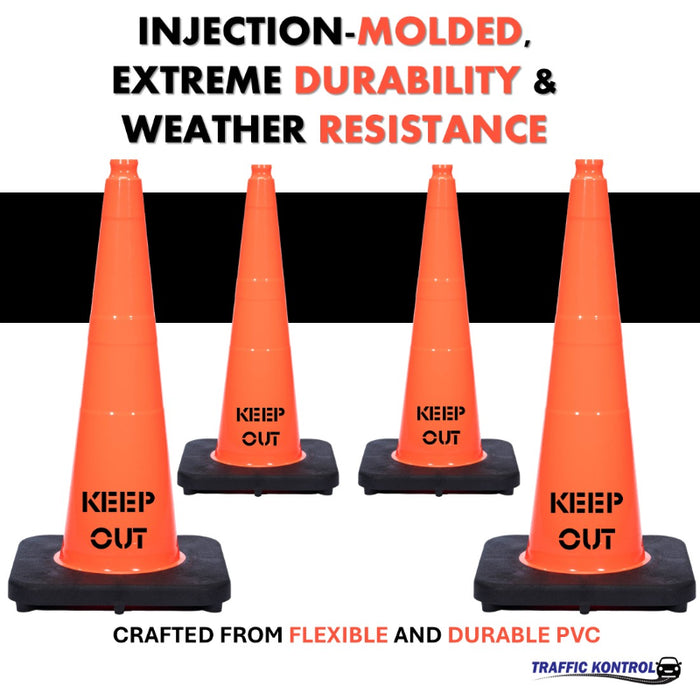 28" KEEP OUT Traffic Cone - 7 Lbs - Safety Orange - No Reflective Collar