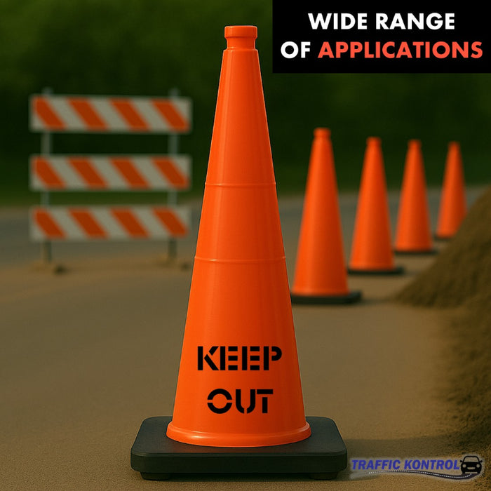 28" KEEP OUT Traffic Cone - 7 Lbs - Safety Orange - No Reflective Collar