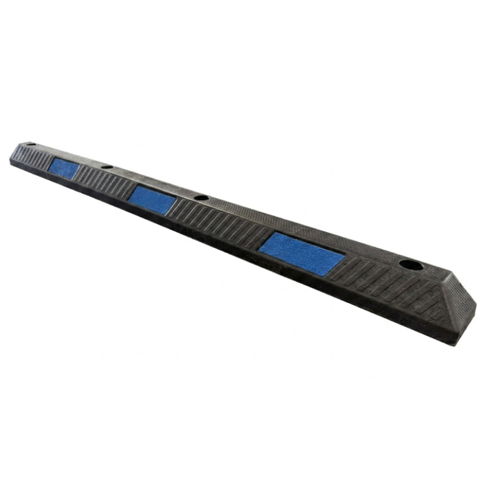 Parking Curb Block - 6 ft Long Wheel Stop - Blue / Black Striped Rubber