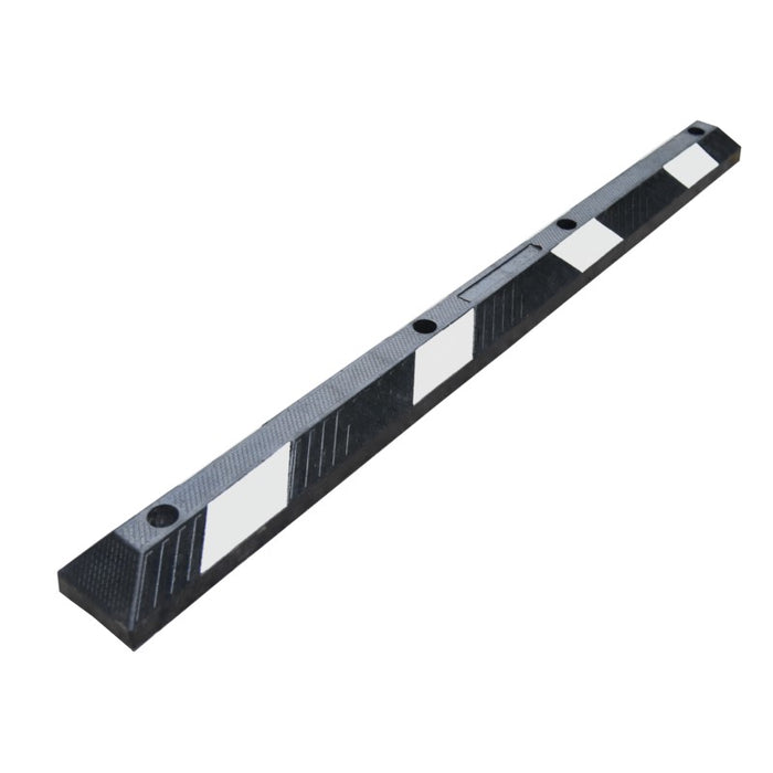 Parking Block - 6 Feet Long - Rubber Curb Wheel Stop - White Stripes