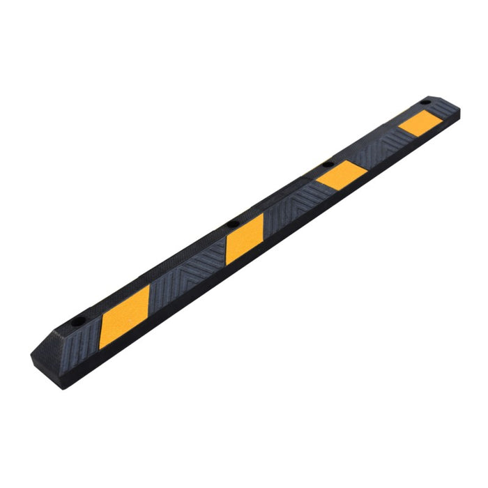 Parking Curb Block - 6 ft Long Wheel Stop - Yellow / Black Striped Rubber