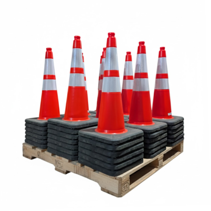 36" Traffic Safety Cone - 10 Lbs - Orange - 6" + 4" Inch Reflective Collars - Bulk Pallet