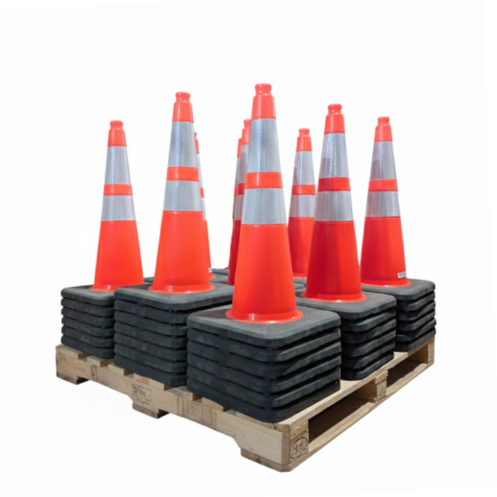 36" Traffic Safety Cone - 10 Lbs - Orange - 6" + 4" Inch Reflective Collars - Bulk Pallet