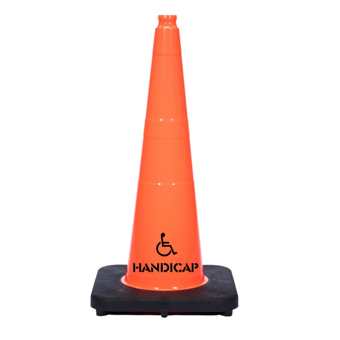 28" HANDICAP Traffic Safety Cone - 7 Lbs - Orange - No Reflective Collar - Bulk Pallet