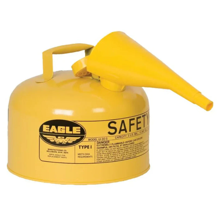 Eagle Safety Can - Type 1 Diesel Can With Funnel - 2.5 Gallon - Yellow