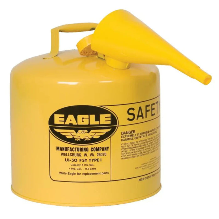 Eagle Safety Can - Type 1 Diesel Can With Funnel - 5 Gallon - Yellow