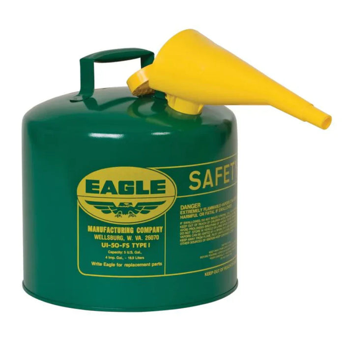 Eagle Safety Can - Type 1 Combustibles Can With Funnel - 5 Gallon - Green