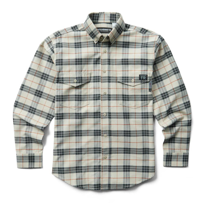Wolverine® Men's CAT - 2 Flame Resistant Plaid Long Sleeve Twill Shirt - Silver Line Plaid - W1203980-203
