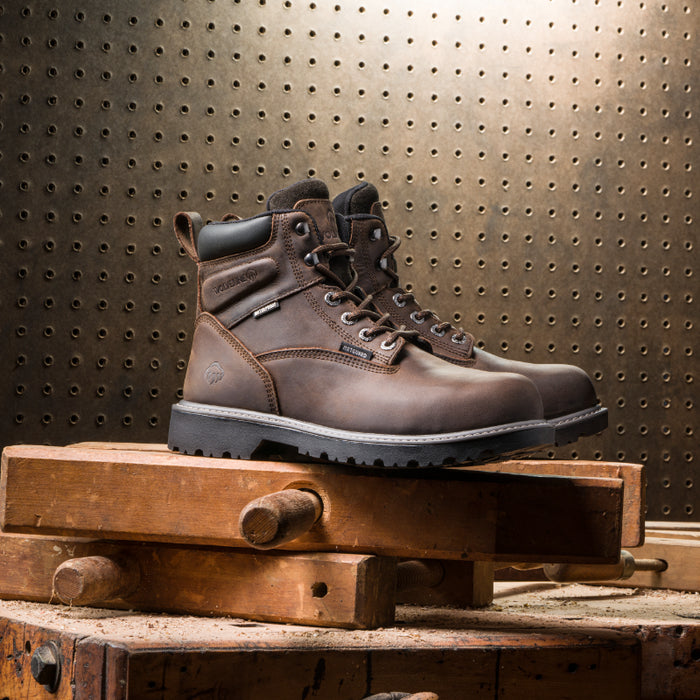 Wolverine® Men's Floorhand Met-Guard Waterproof Steel Toe 6" Boots - Dark Coffee - W231024