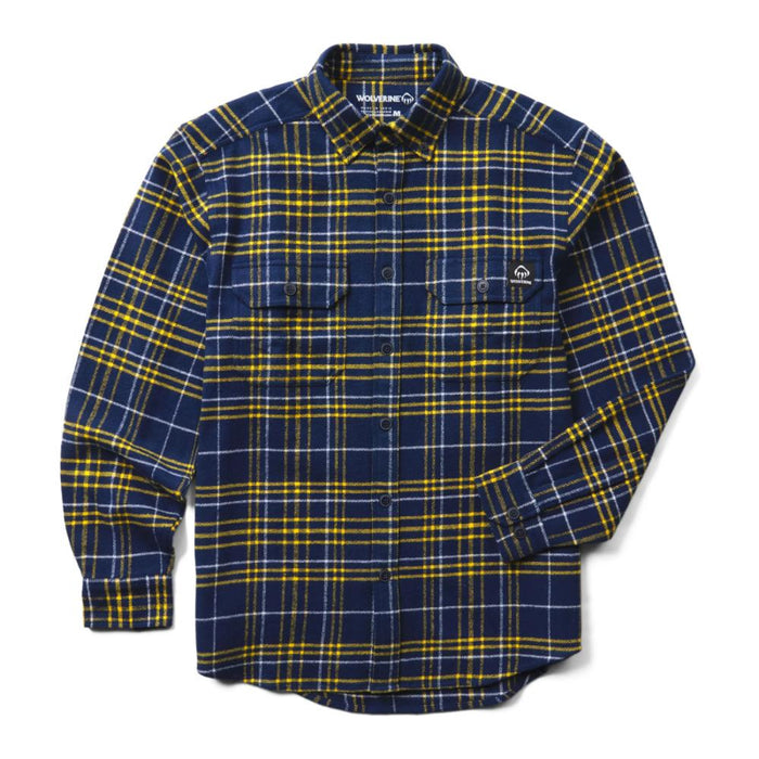 Wolverine® Men's Glacier Long Sleeve Cotton Flannel Shirt with Extended Tail