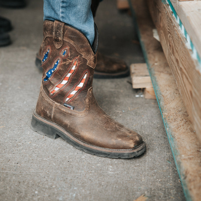 Wolverine® Men's Rancher Claw Steel Toe Wellington Boots - Flag/Brown - W201218